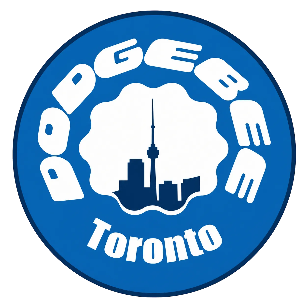 Graphic artwork of a blue Toronto Dodgebee disc.